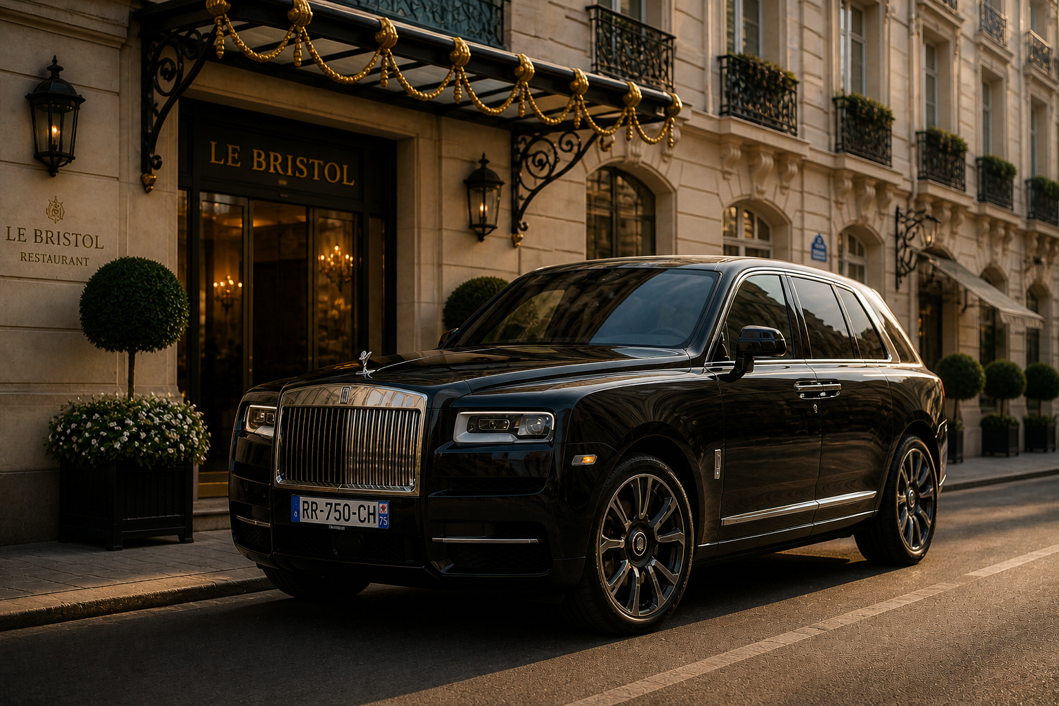 Black Rolls-Royce Cullinan chauffeur service in Paris